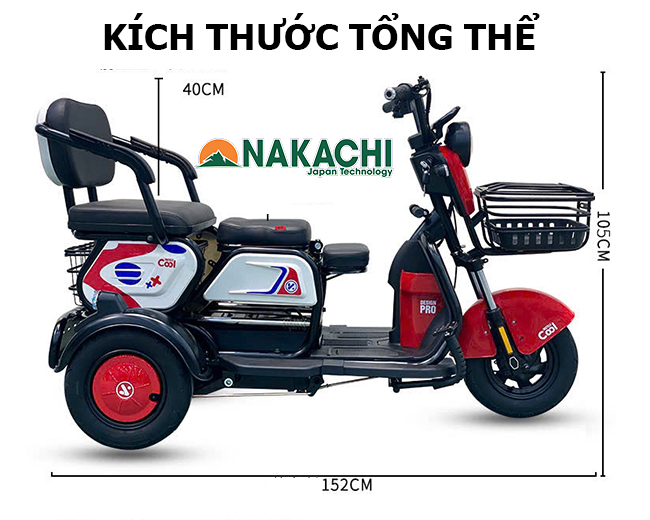kich thuoc tong the xe dien ba banh nc-m16